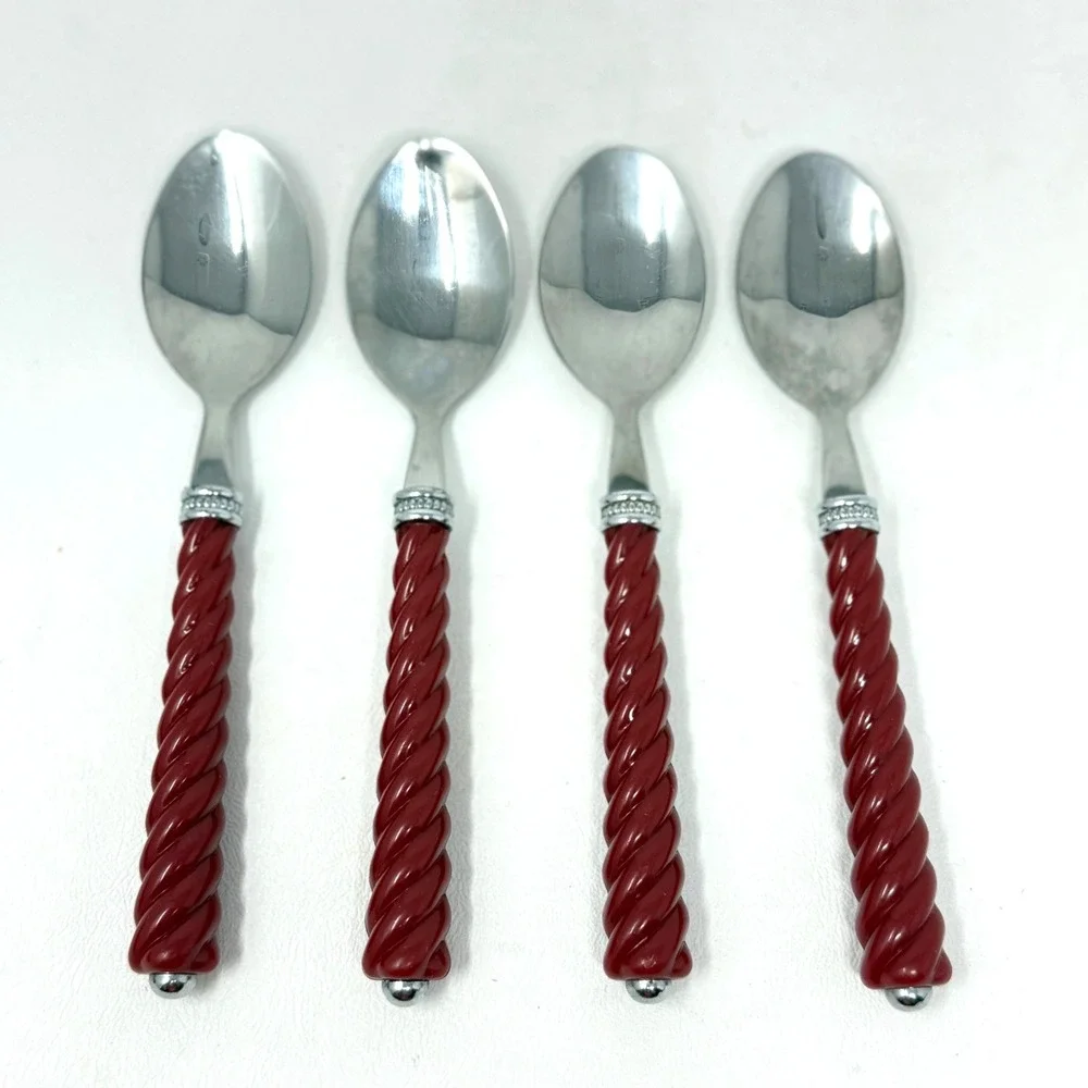 Gibson Sangria Rope Flatware Set 15pc Red Twisted Handle Stainless Steel China